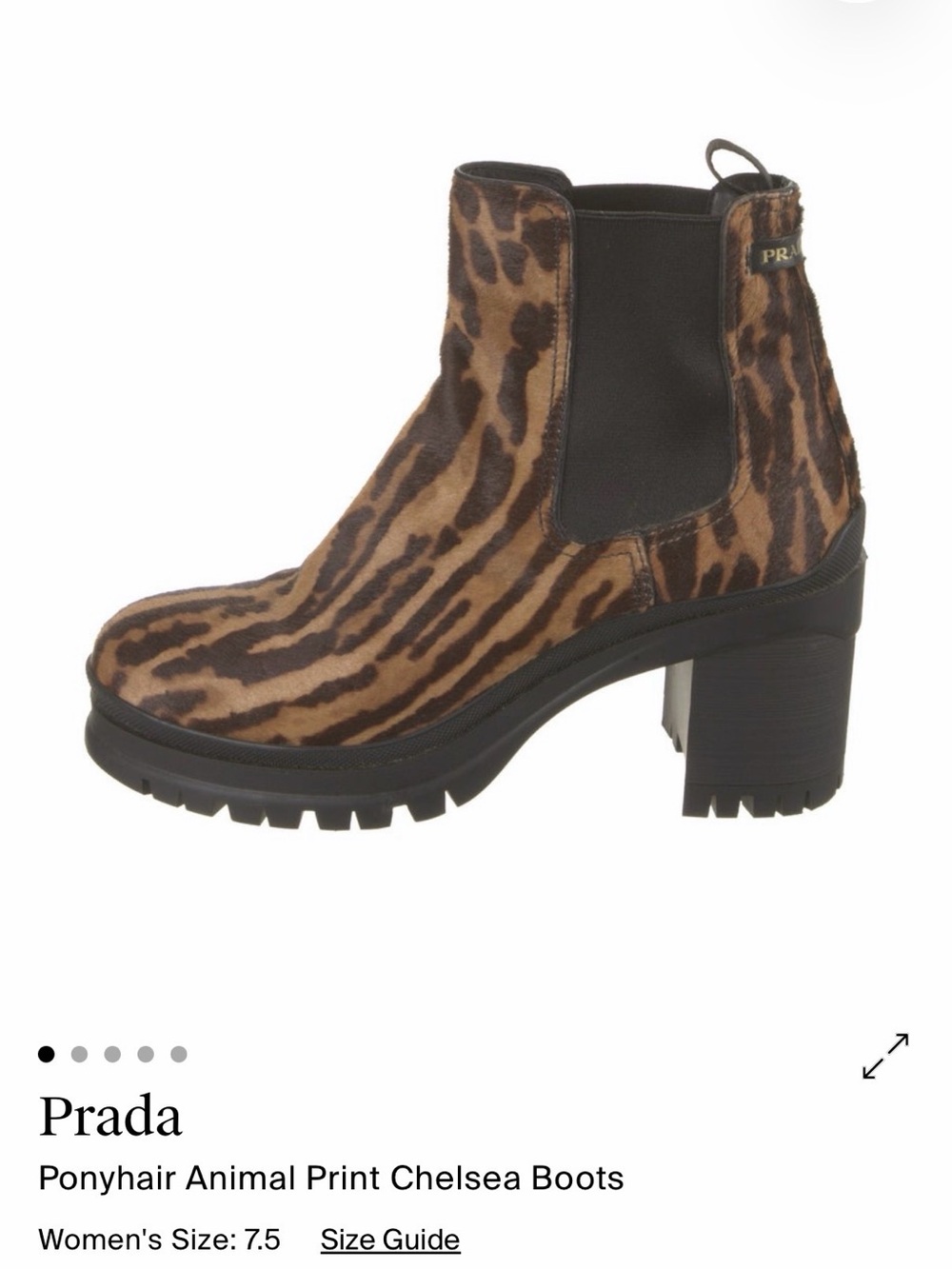 Prada Leopard Ponyhair Chelsea Boots in Brown and Black